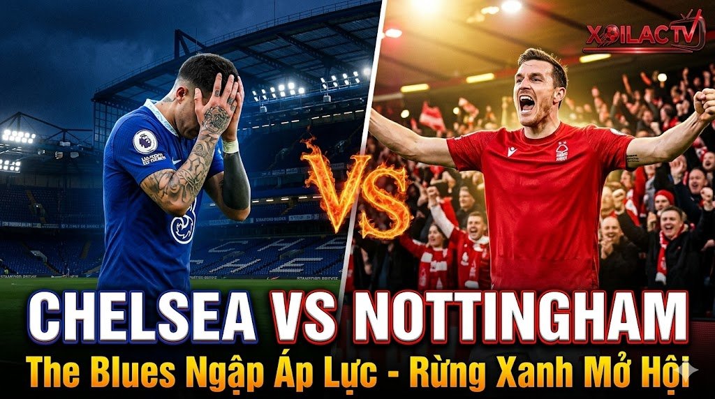 Nhận định trận đấu Chelsea vs Nottingham vòng 35 Ngoại hạng Anh. Hình ảnh đối lập giữa sự bế tắc, áp lực của The Blues và tinh thần rực lửa của Rừng Xanh.