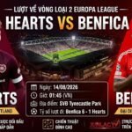 Nhận định Hearts vs Benfica 01h45 ngày 14/08/2026 vòng loại Europa League - Xoilac TV