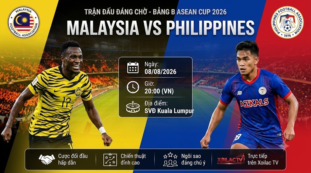 Nhận định, soi kèo trận đấu Malaysia vs Philippines lúc 20h00 ngày 08/08 bảng B ASEAN Cup 2026.